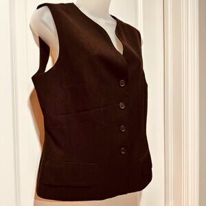 Ann Taylor Chocolate Brown Button Front Lined Vest, Size 10